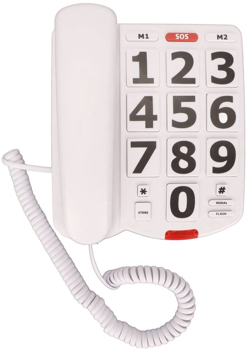 Dailygoody - Telefoon met Grote Knop - Extra Luide Beltoon - Geschikt voor Senioren - Lijngebonden Telefoon - Slechtzienden en Slechthorende - Met Lan