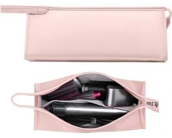 Reisetasje geschikt – Geschikt voor Dyson Styler en Dyson Supersonic Föhn – Reistas geschikt voor Dyson – Opbergtas – Reistas – Organizer – Roze – PU-leer draagbaar – Haarkrultang-accessoires – veilige bescherming