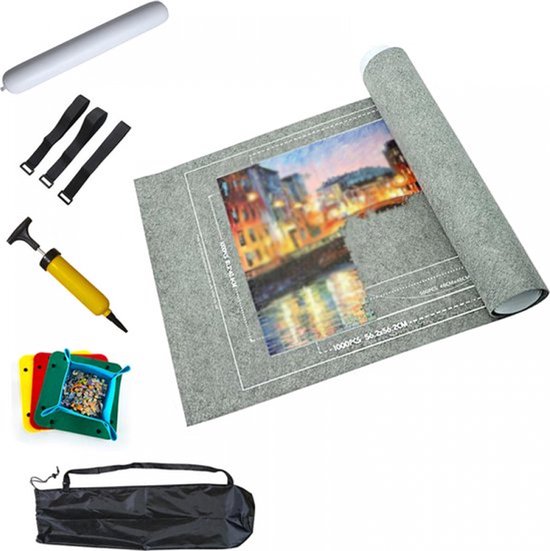 Table Puzzle Tapis De Puzzle ROPODA 117x66 Cm - Inclus 4 Plateaux De Tri, Rouleau Et Sac De