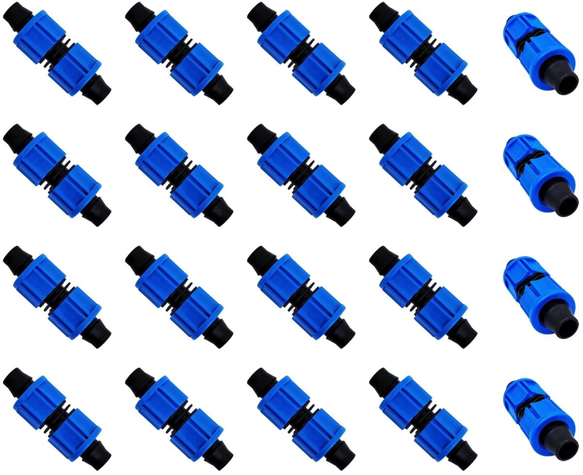 Dailygoods - Dailygoody - Drip Irrigation Couplings - 20x Blauwe Verbindingen voor Tuinirrigatie - Geschikt voor 16mm - Hoogwaardige kwaliteit - Ideaal voor tuinie