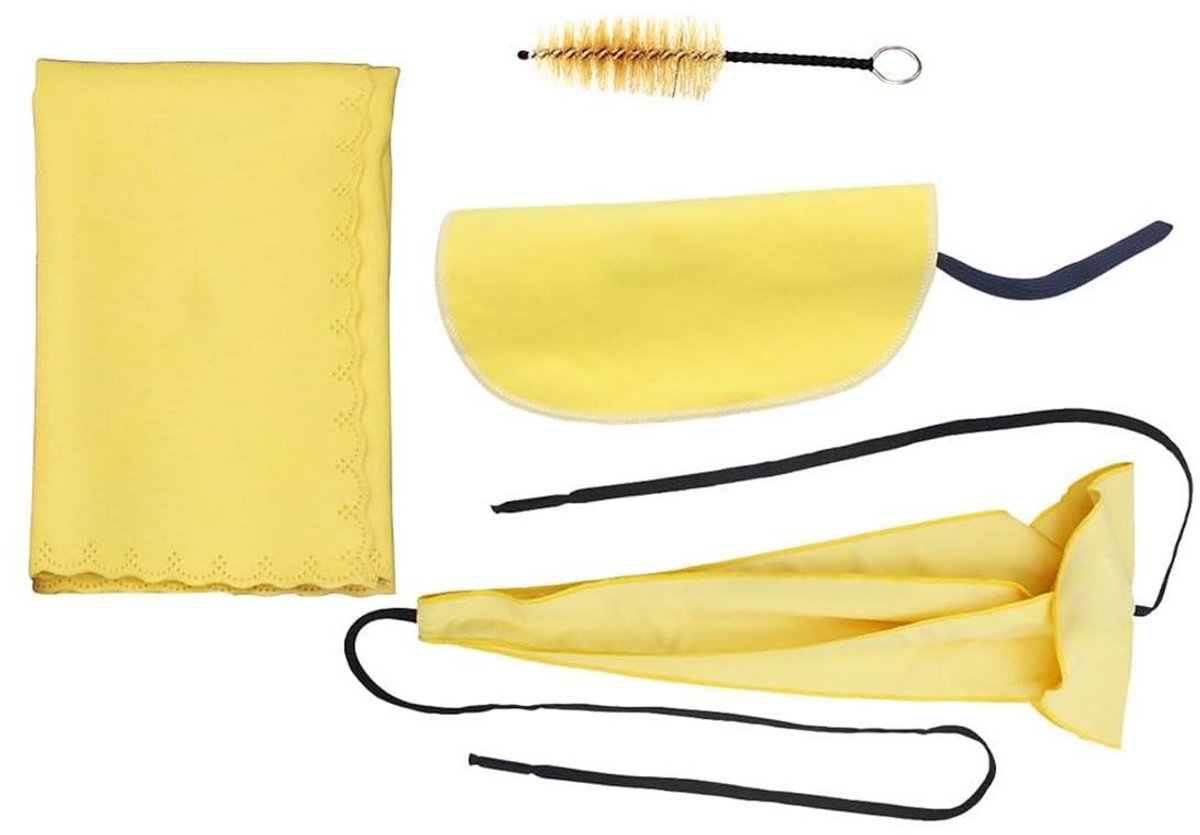 Dailygoods - Dailygoody - Saxofoonreinigingsset - Onderhoudset voor muziekinstrumenten - Geel - Reinigingsdoek en mondstukborstel - Compleet onderhoudsset - Geschi.