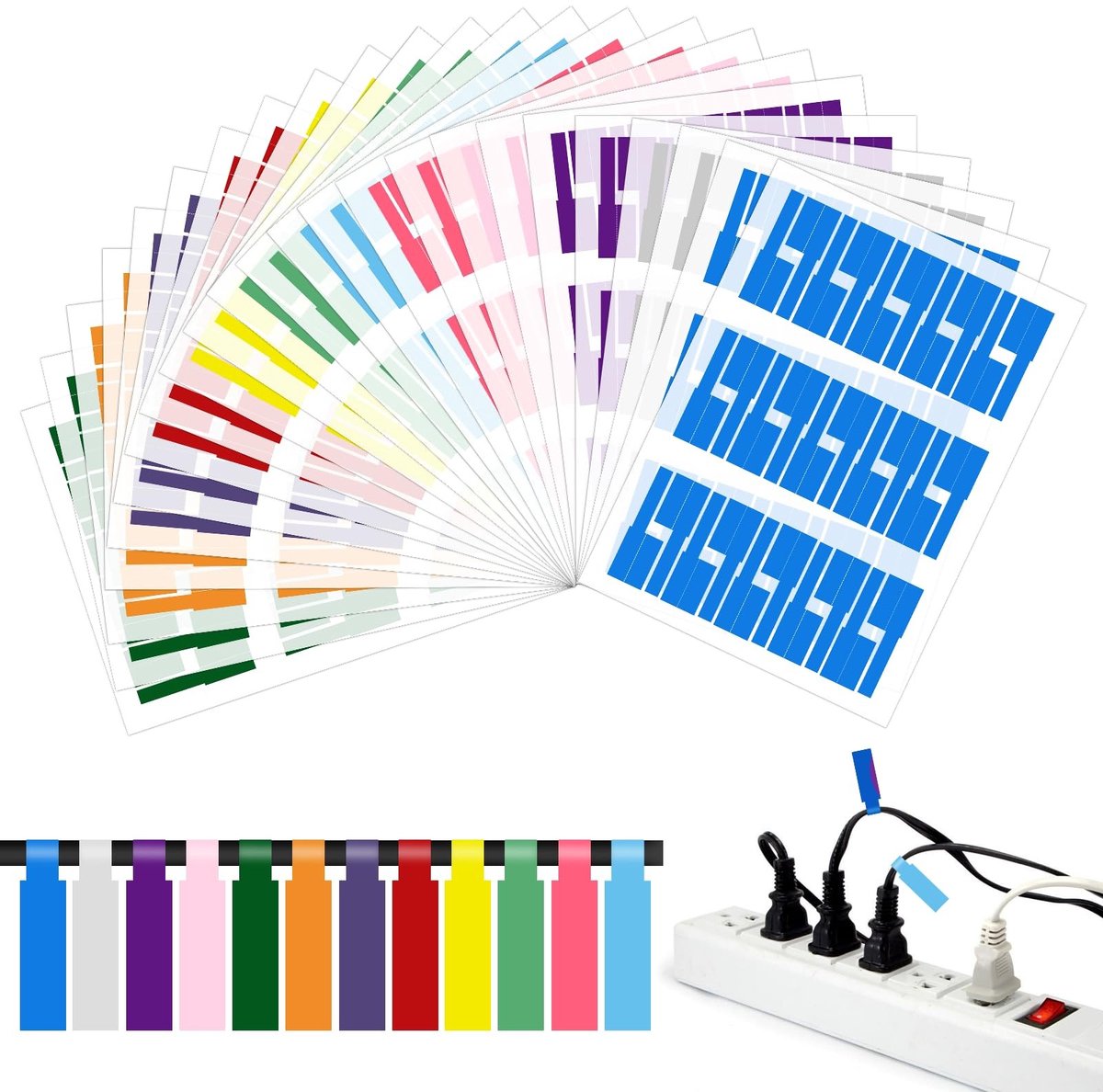 Dailygoods - Dailygoody - Zelfklevende Kabellabels - Kabelorganisatie - 24 Vellen - Waterdicht - Kleurenset - 720 Stuks - Geschikt voor Kabeletiketten