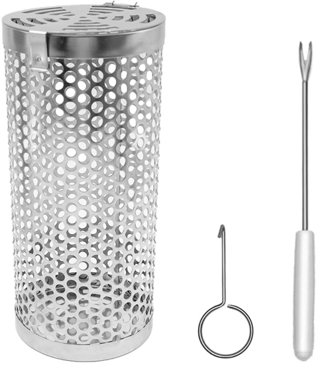 Dailygoods - Dailygoody - Ronde grillmand - 304 roestvrijstalen grillmand - Eenvoudig grillen - Compact formaat - Ideaal voor groenten, vlees en garnalen - Geschik...