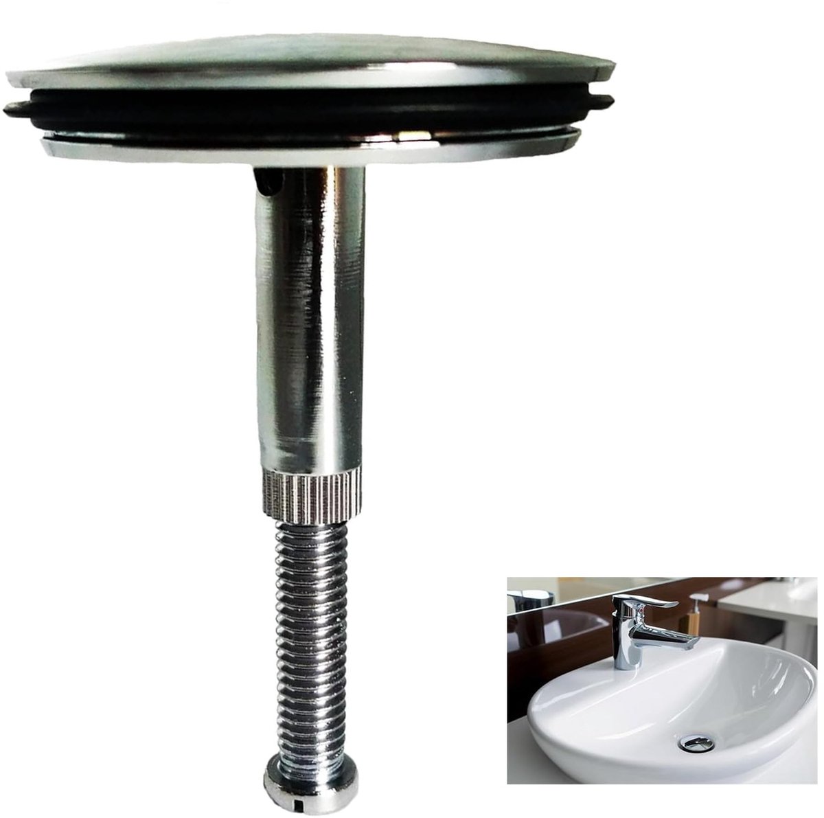 Dailygoods - Dailygoody - Badkuipstop - Afvoerstop voor wastafel - Roestvrij en verstelbaar - Zilver - Universele stop voor bad en keuken - Geschikt voor diverse a