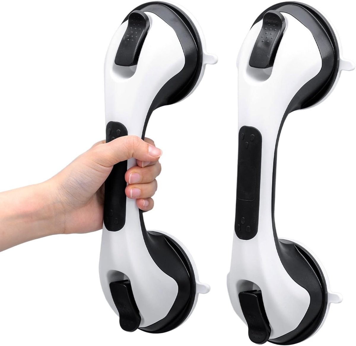 Zuignapgrepen voor de badkamer - 31 cm lange handgrepen voor ouderen en mindervaliden, max. draagvermogen 110 kg, stevige douchegreep en badkuipgrepen, set van 2 stuks