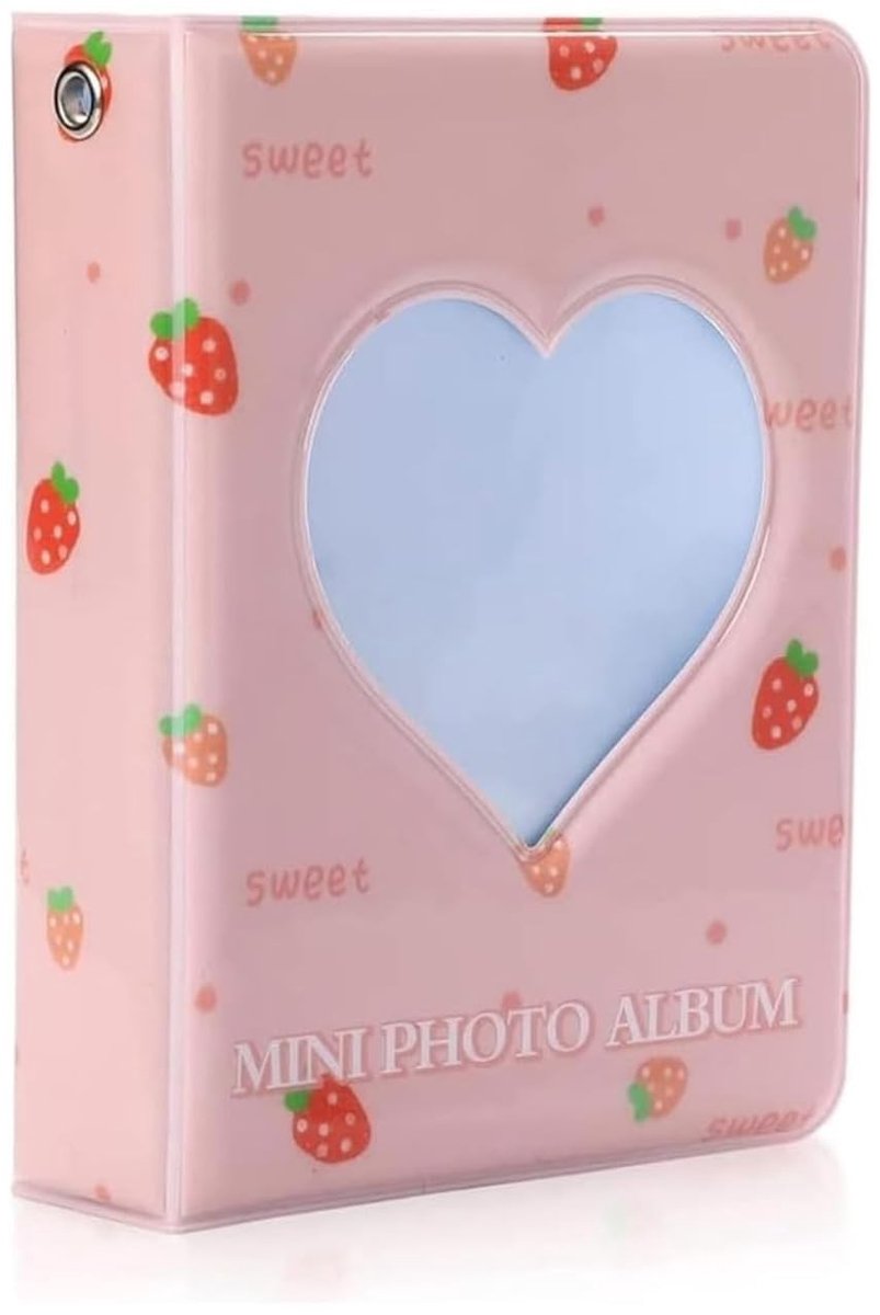 Dailygoody - Mini-fotoalbum - KPOP-fotopapierhouder - Creatief en schattig - Roze - Herinneringsboek - 40 vakken - Geschikt voor familie en vrien