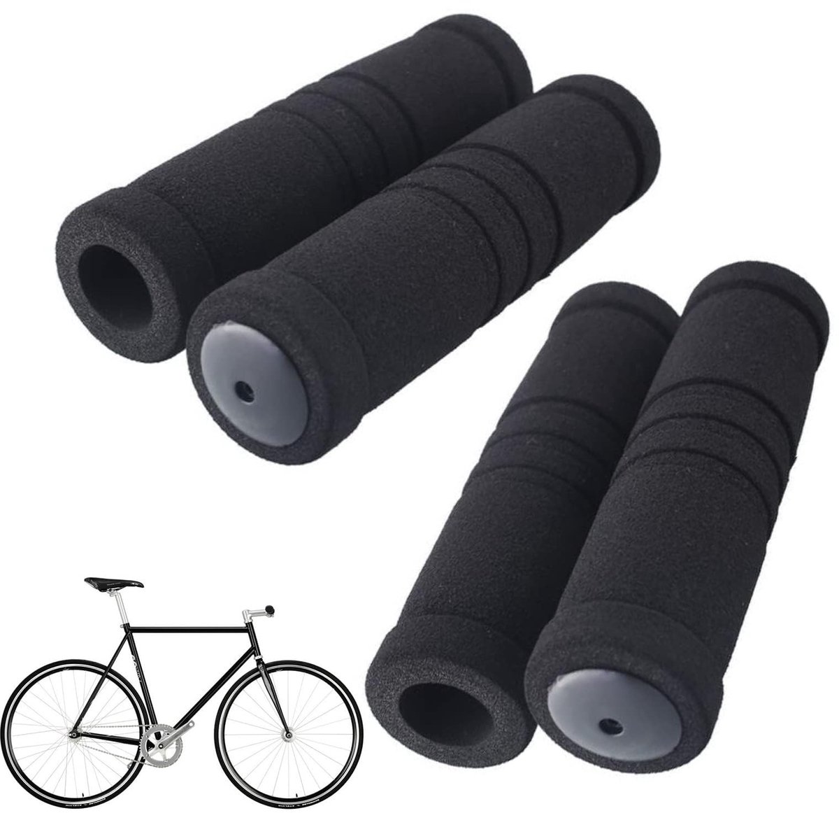 Dailygoody - Fiets Stuur Covers - Antislip Foam Handvatten - 4 Stuks - Comfortabel en Duurzaam - Vervangende Accessoires voor Fietsen - Geschikt voor ..