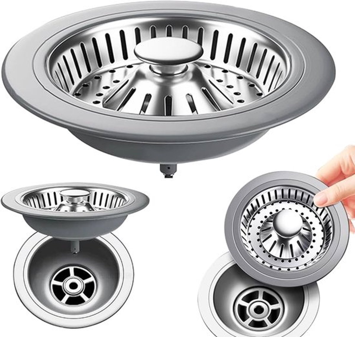 Gootsteen Plug - RVS Afvoerstop voor voedselresten - 1 stuk - Zilver