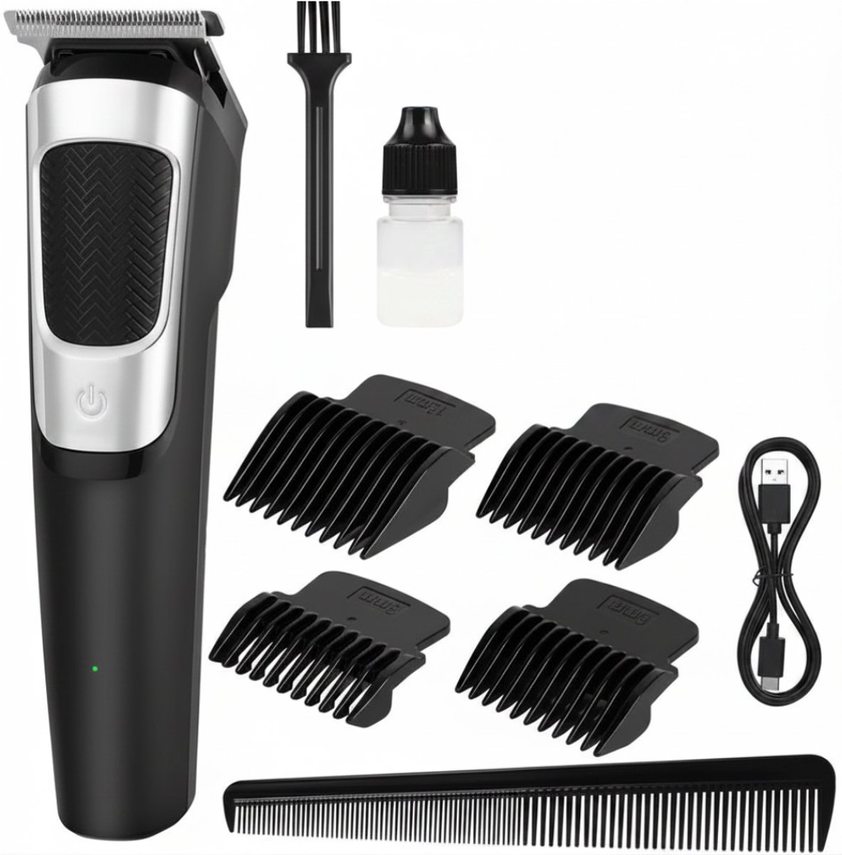 SNJY® Tondeuse Hoofdhaar - Baardtrimmer Mannen - Haartrimmer - Gebruikstijd: 120 minuten - 4 Opzetstukken - Zwart