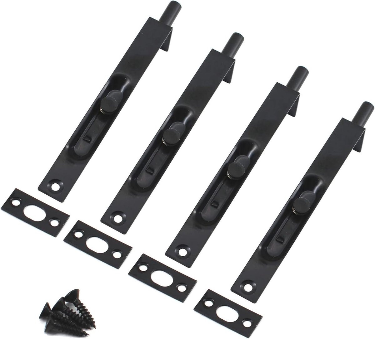 Verstevigde 8 Inch RVS Verborgen Deurslot Flush Slide Latch Bolt met Schroeven - Set van 4 voor Veiligheid en Privacy