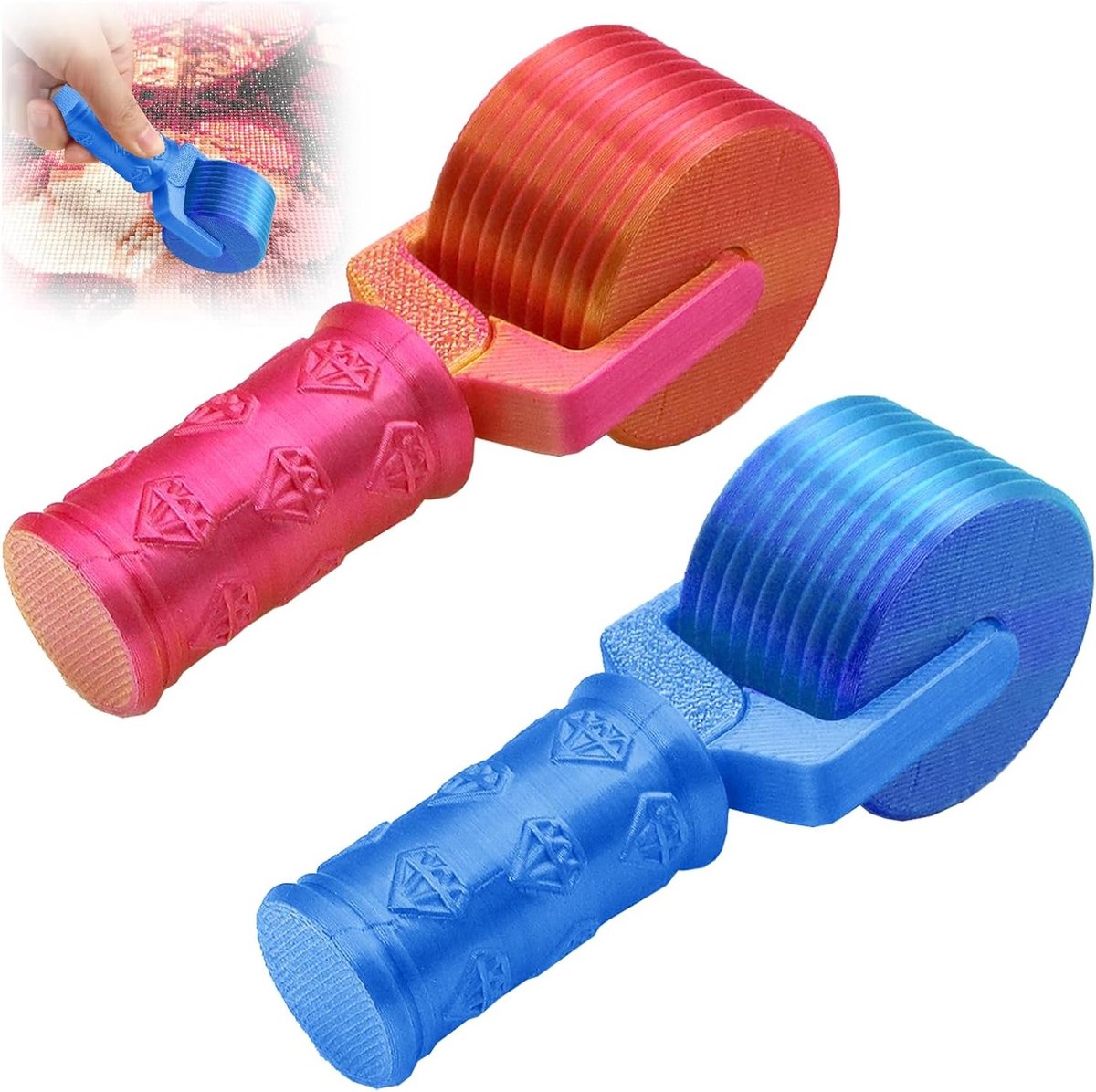 Diamant Schilderij Roller Pers Gereedschap Set van 2 Stuks, Accessoires voor Diamant Schilderen, Kunst Benodigdheden, Draagbaar en Lichtgewicht