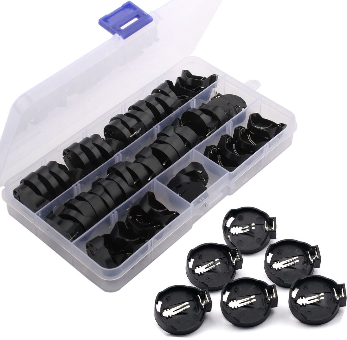 Dailygoods - Dailygoody - CR2032 Knopcel Batterijhouder - Pack van 50 - 2-Pins Dip Type Solderen