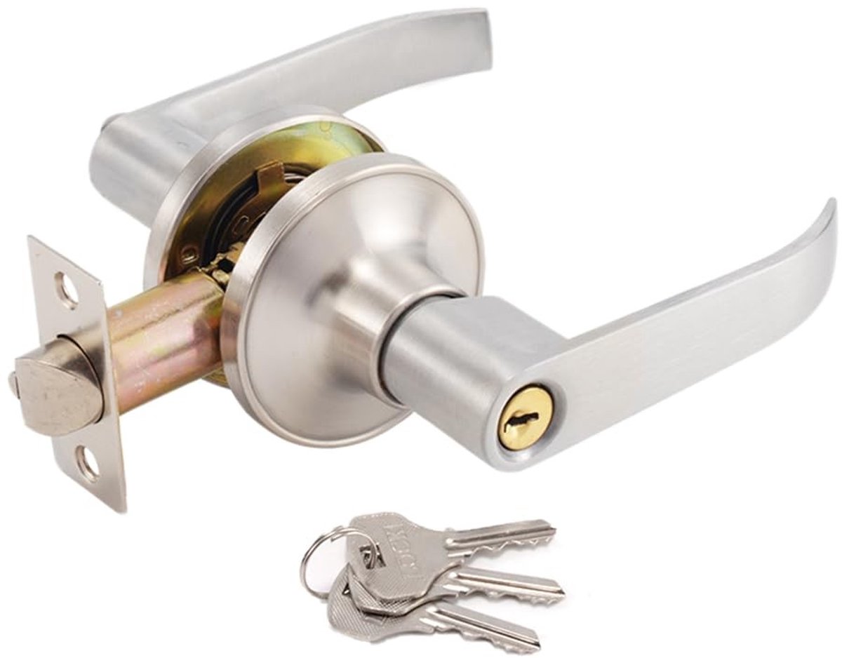 Dailygoods - Dailygoody - Deurgreepslot - Roestvrij staal - Privacy bescherming - Zilver - Deurknopvergrendeling - Inclusief sleutels - Geschikt voor slaapkamer en...