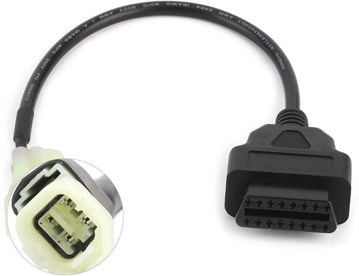 Dailygoods - Dailygoody - Adapterkabel OBD2 naar 4-pins - Motorfoutdetectie - Nieuw - ABS - Geschikt voor Hon_da-motoren - K-line modellen