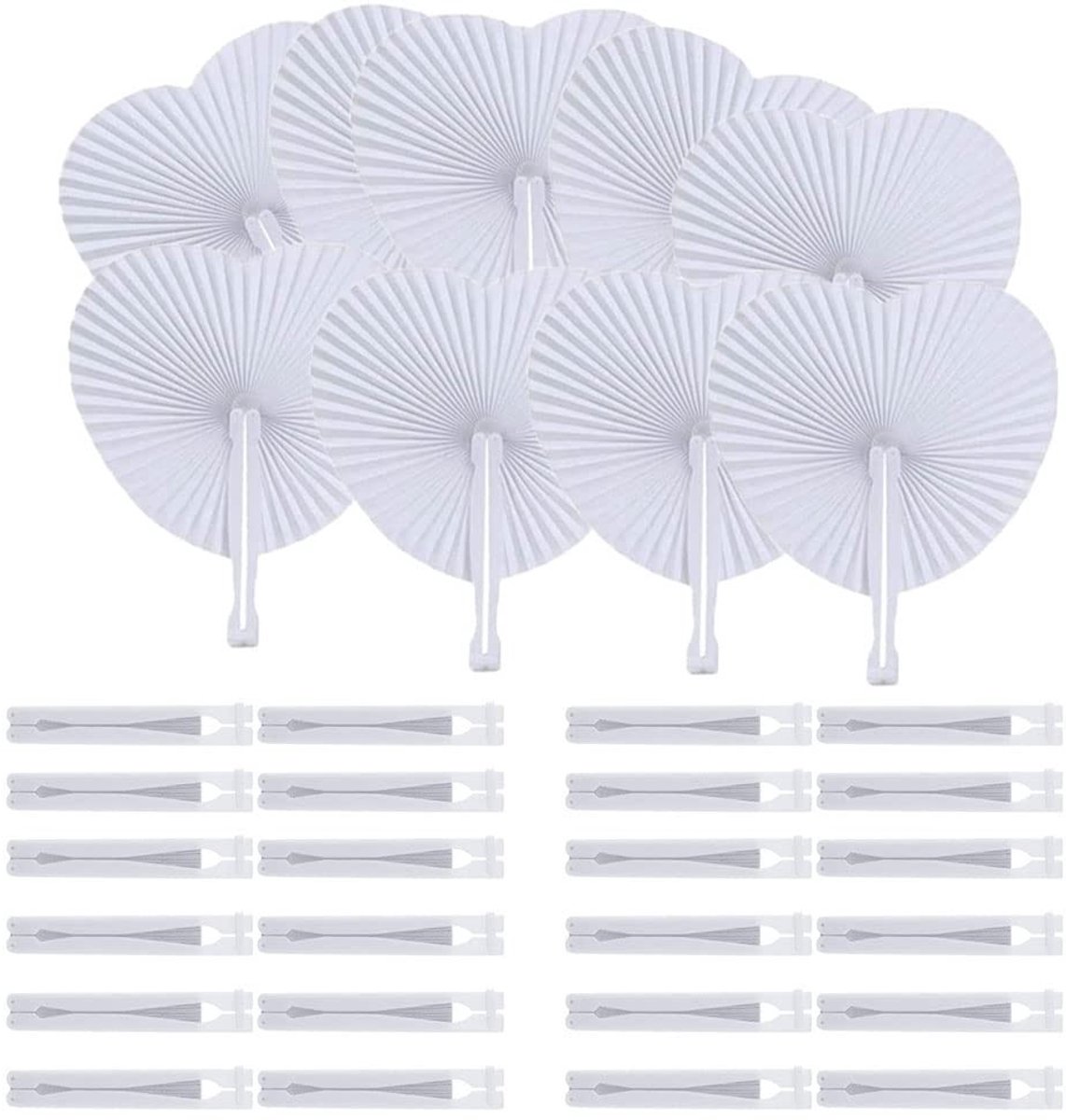 Dailygoods - Dailygoody - Hartvormige Papieren Ventilatoren - Opvouwbare Handfans - Bruiloft Decoraties - Wit - Feest DIY - Geschikt voor Kinderen en Volwassenen