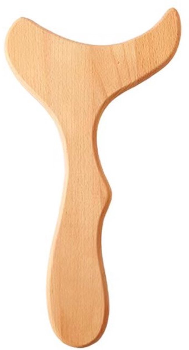 Krasmassageplank, houten gua sha massagetool, houten massagetool voor nek en rug.