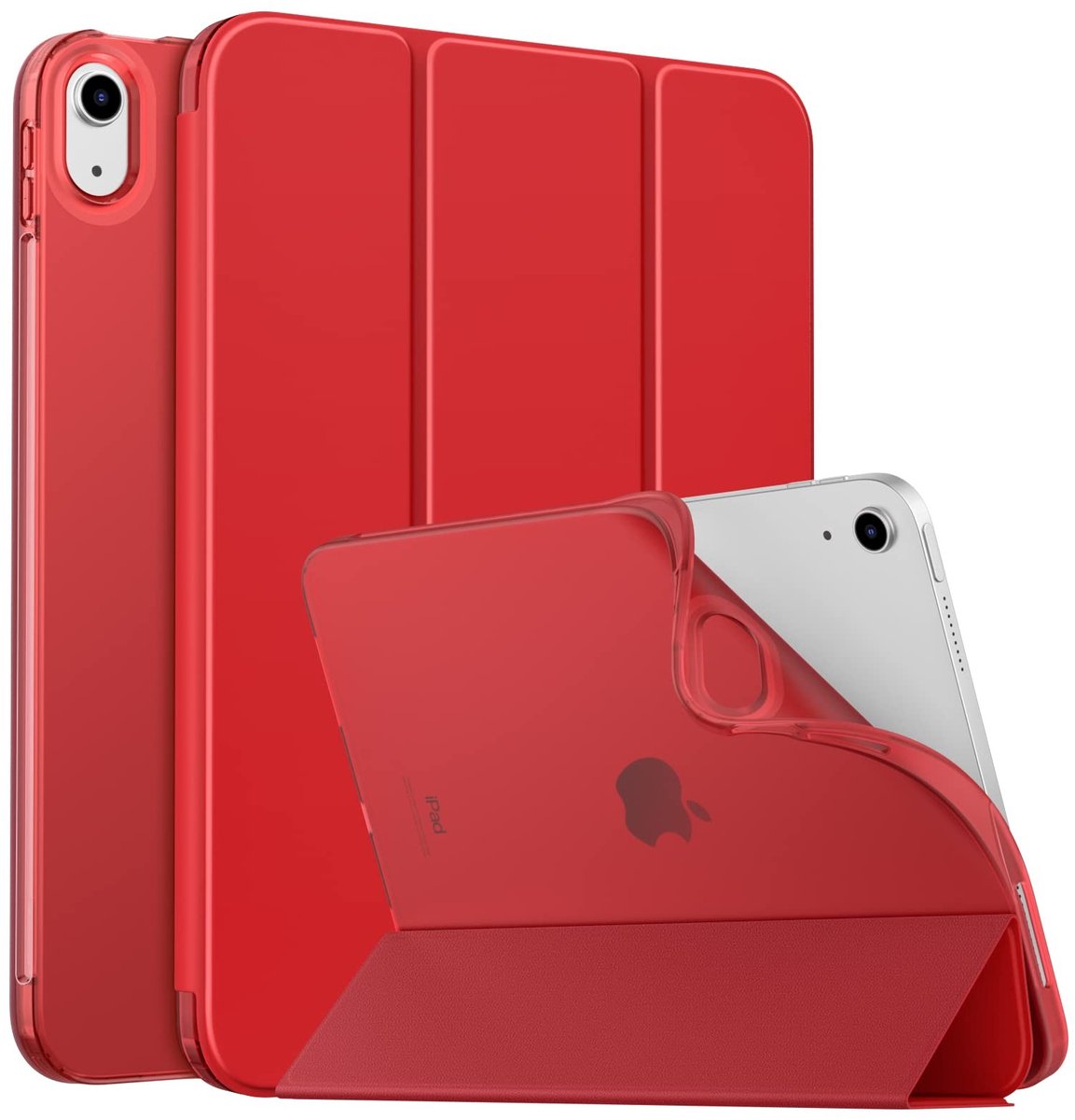 Dailygoods - Dailygoody - Beschermhoes - iPad 10e Generatie - Met standfunctie - Rood - Transparante achterkant - Voor bescherming - 10.9 inch