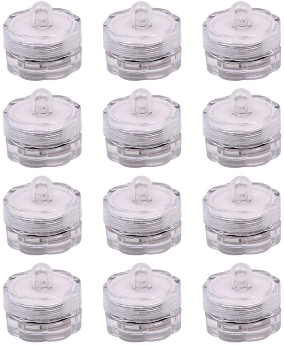 Dailygoods - Dailygoody - 12 Stuks Thee Lichten - Vlamloze LED Theelichten - Waterdicht en Onderwater - Kleurrijk - Batterij Aangedreven - Decoratief en Veilig - G...