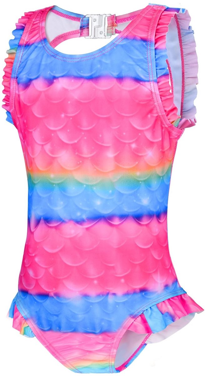 Dailygoods - Dailygoody - Badpak voor meisjes - Eendelig badpak - Comfortabel en zacht - Hawaïaans design - Ideaal voor zwemlessen - Verstelbare schouderbanden