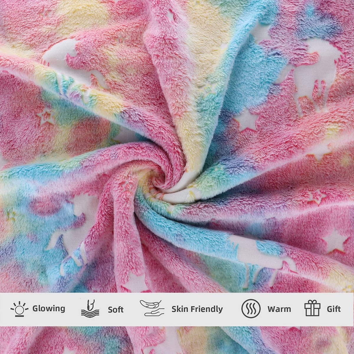 Dailygoody - OmGoods - Dailygoody - Knuffeldeken voor Kinderen - Eenhoorn - Oplichtend in het Donker - Pluizig Roze - Superzacht en Warm - Perfect voor Bed en Bank