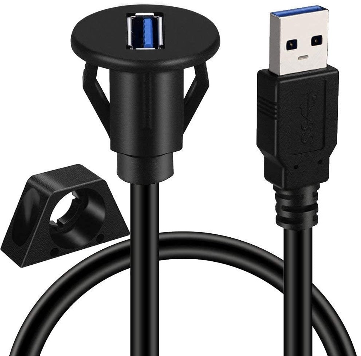 Dailygoody - USB-paneel inbouwkabel - USB 3.0 verlengkabel 1 meter - waterdicht - dashboard aansluiting - geschikt voor auto boot motorfiets v...
