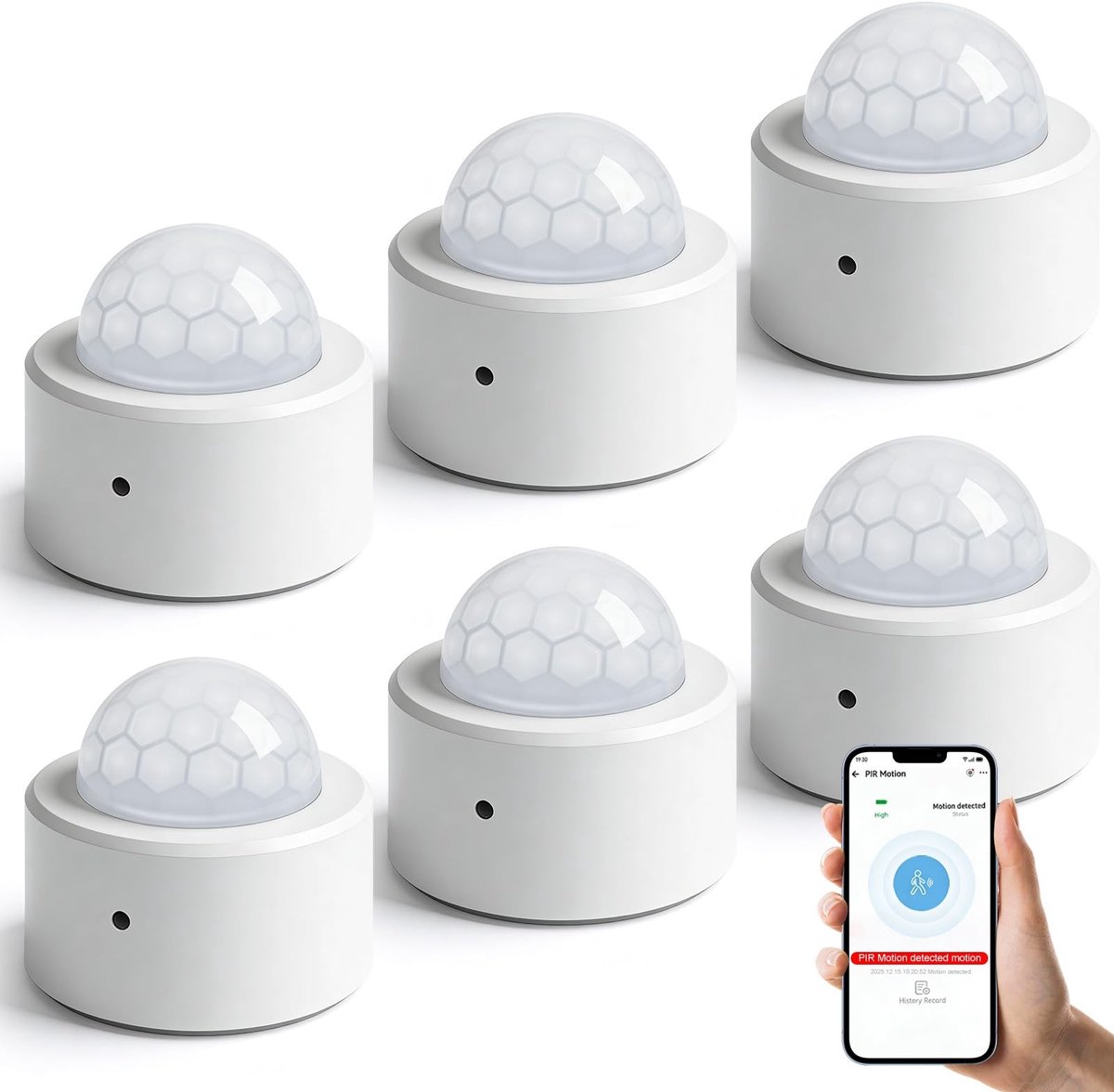Dailygoody - Bewegingsmelder - Draadloze PIR Sensor - Voor slimme huizen - Compact formaat - Beveiliging - Hoge gevoeligheid - Geschikt voor binnen - Wit
