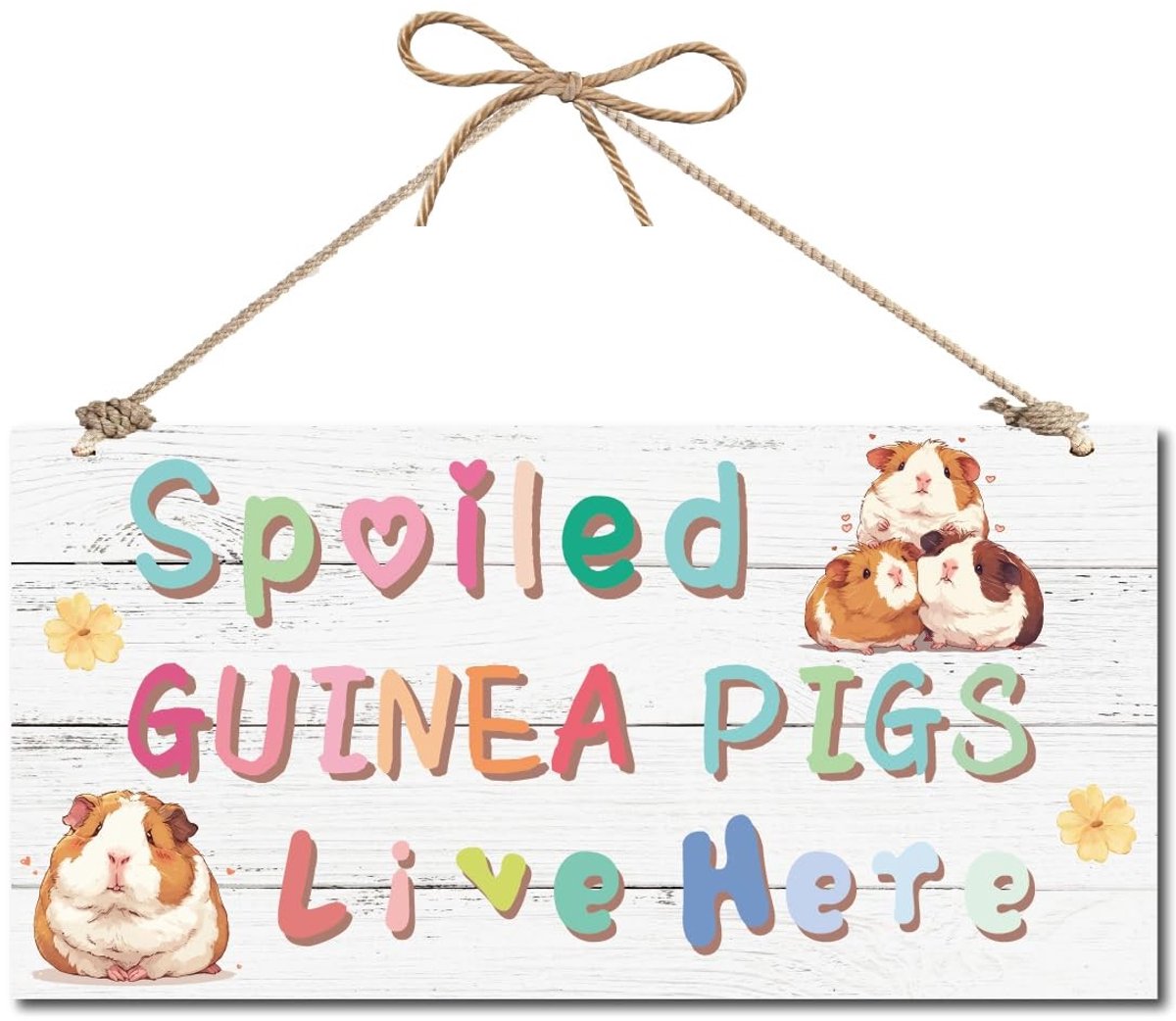 Dailygoody - Cavia's opknoping bord - Vintage decoratie - Hout - Boerderij stijl - Tuin decor - Geschikt voor cadeau en interieur