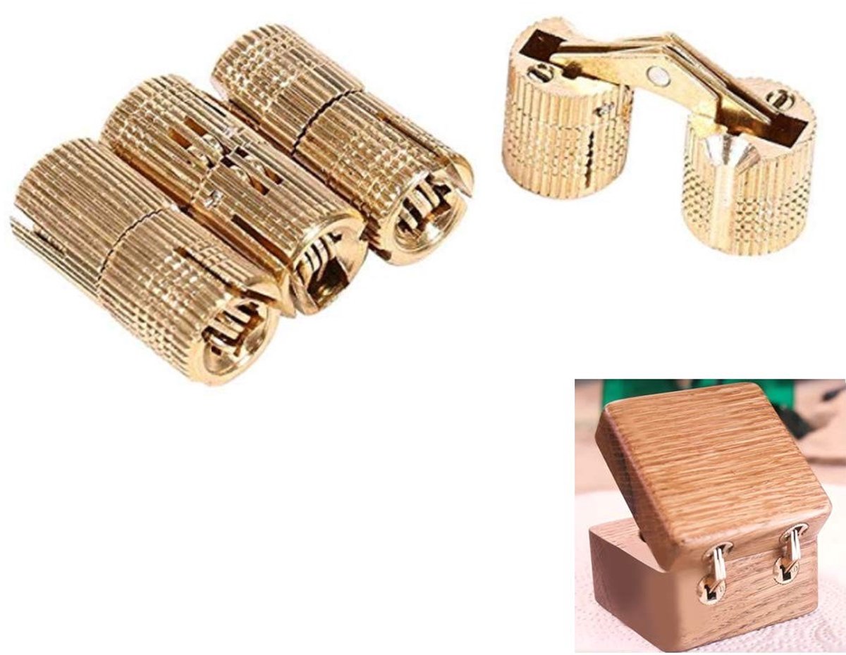 Dailygoods - Dailygoody - Deurhengsels - Onzichtbare deurhengsels - Robuuste constructie - Gouden kleur - Koper en messing - Geschikt voor verschillende deuren - 1