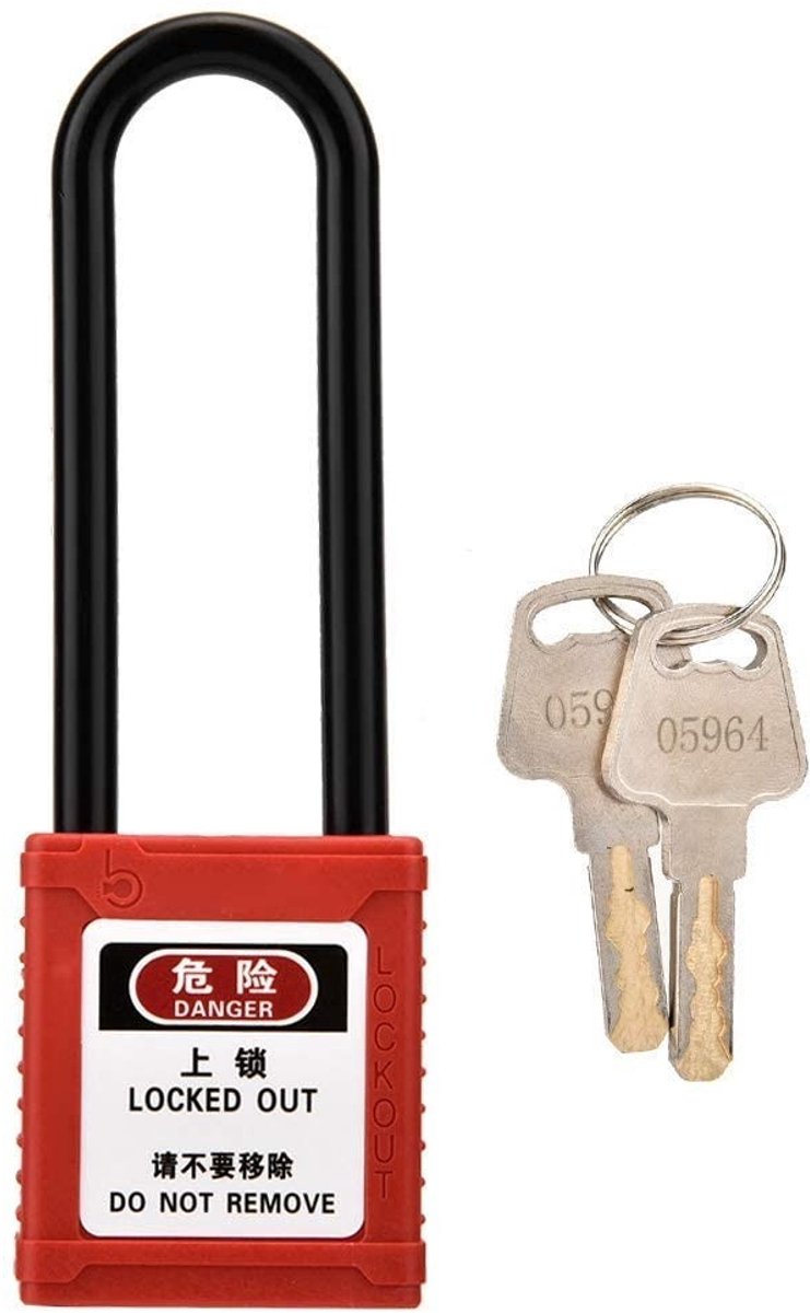 Dailygoods - Dailygoody - Lockout Padlock - Veiligheidsvergrendeling - Robuust en duurzaam - Antislip ontwerp - Geschikt voor industrieel gebruik - Inclusief 2 sle