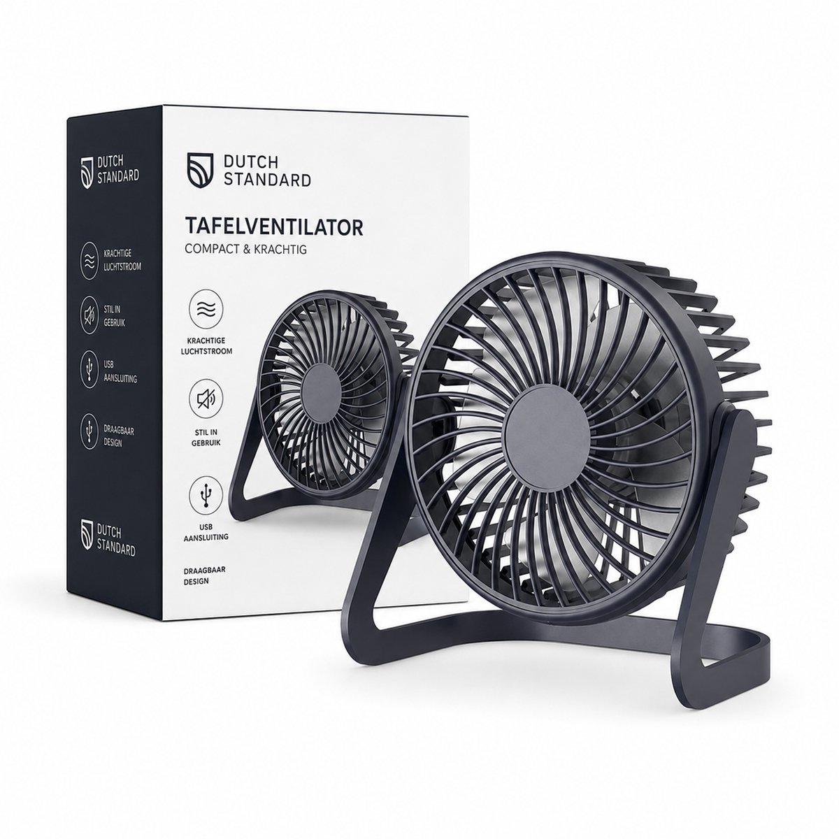 Tafelventilator - Oplaadbaar - Kantelbaar – 3 Snelheden – Ventilator Bureau – Koeling – Zwart