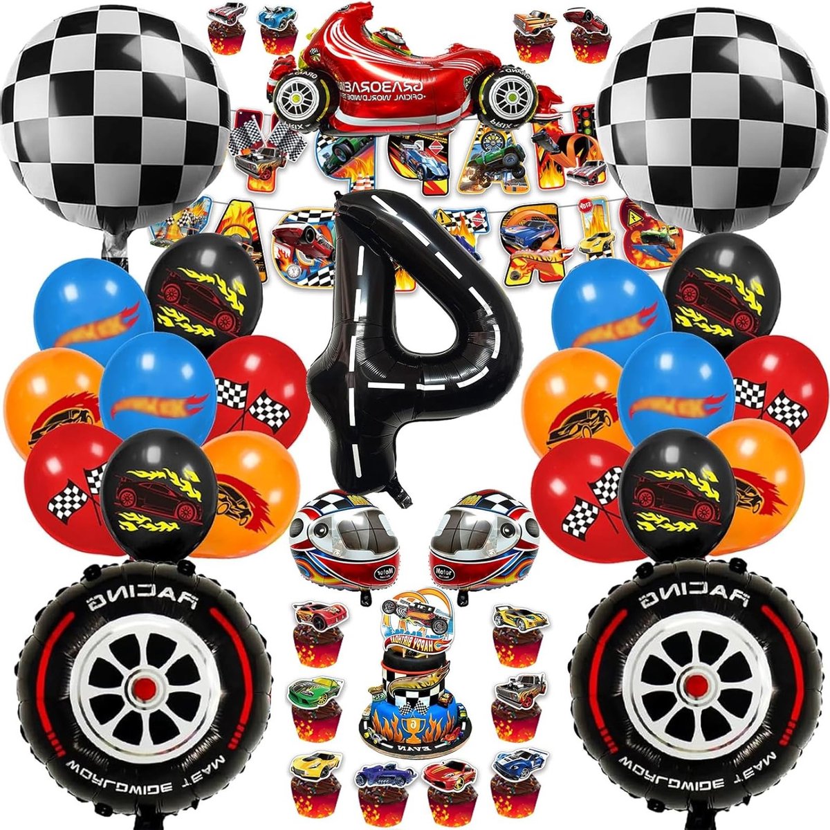 Verjaardagsdecoratie voor Jongens, Auto-Thema Verjaardagsfeest Set, Feestartikelen voor Kinderen en Versieringen