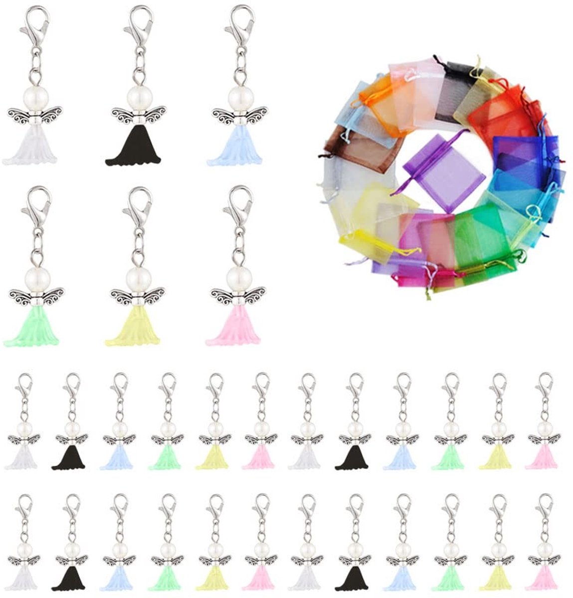 Dailygoods - Dailygoody - Engel knutselset - 30 stuks - Perfect voor doop en feestjes - Gasten geschenk - Inclusief organza zakjes - Creatieve hobby