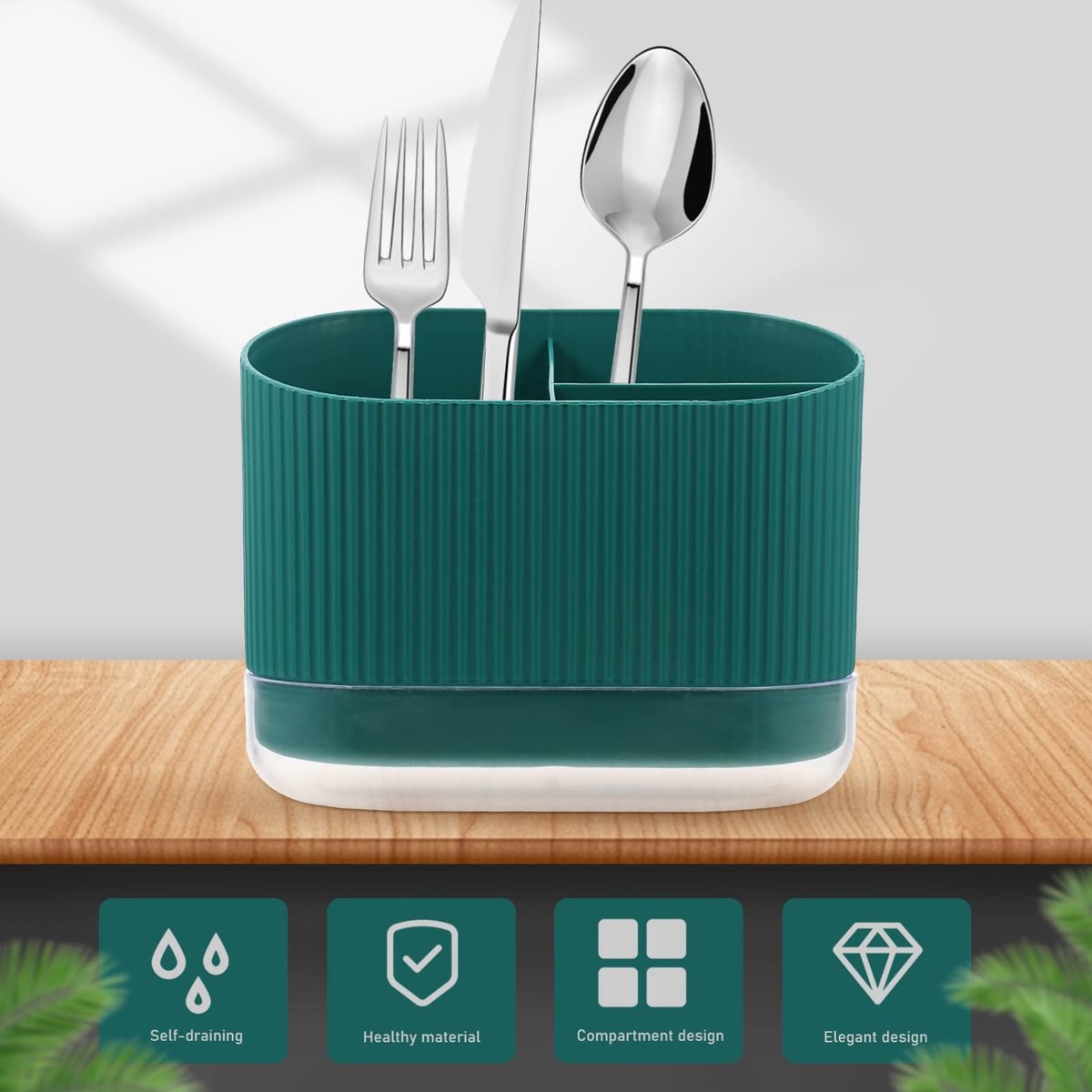 Dailygoods - Dailygoody - Bestekhouder - Multifunctionele opberghouder - Groen - Voor eetstokjes en bestek - Ideaal voor de keuken - Praktisch ontwerp