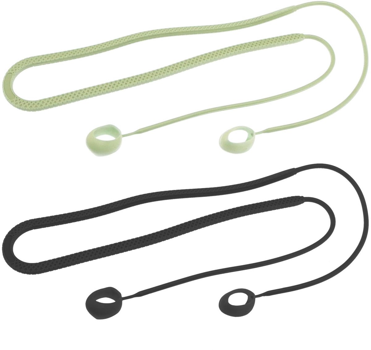 Dailygoods - Dailygoody - Anti-verlies Bandjes - Silicone Oortelefoon Koord - Zacht en Comfortabel - Zwart en Groen - Geschikt voor Samsung Galaxy Buds 2 - 40 cm L...
