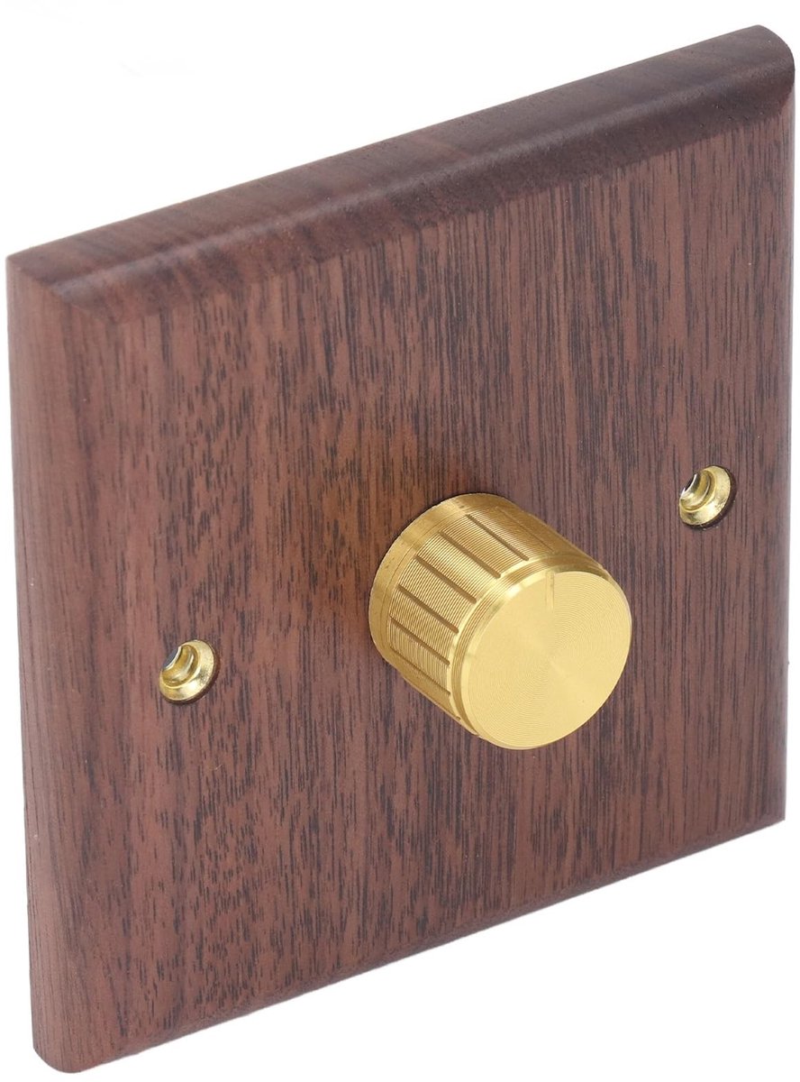 Dailygoods - Houten Dimmerschakelaar met Messing Knop voor Thuisverlichting