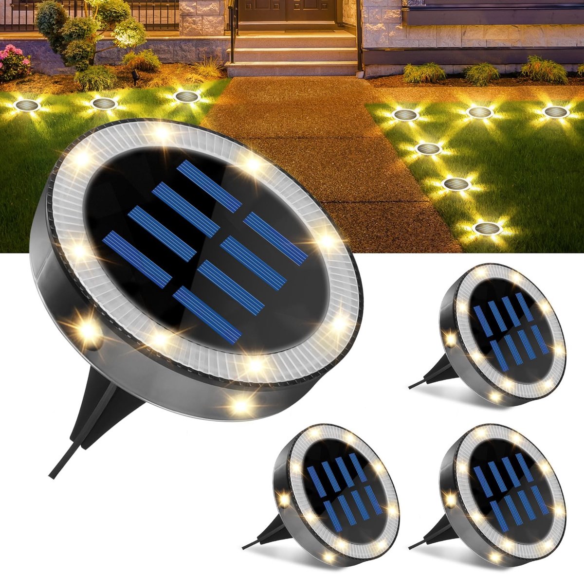 Dailygoods - 4 Stuks Zonnelampen voor Buiten met 6 LEDs