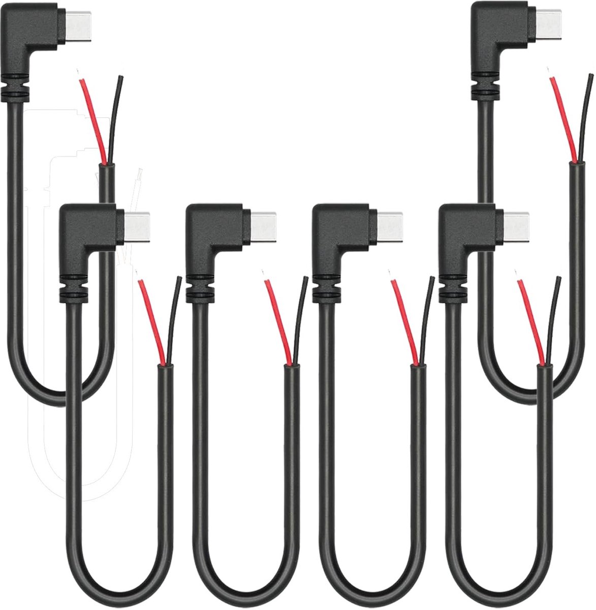 Dailygoods - Dailygoody - USB Type-C Pigtail Kabel - 90° Hoek - 12V/3A - Geschikt voor DIY Projecten - 25cm - Hoogwaardige kabel - Duurzaam