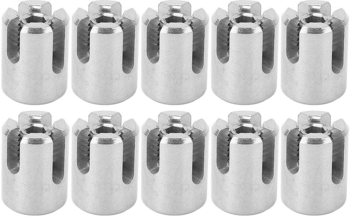 Dailygoods - Set van 10 Roestvrijstalen Kruiskabelklemmen voor Draadrailbevestiging