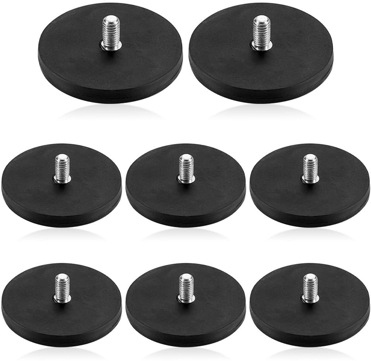 Dailygoods - Dailygoody - Neodymium Magneten met Rubber Coating - 43 mm Diameter - 20 kg Treksterkte - Set van 8 - Sterke magnetische kracht - Duurzaam materiaal