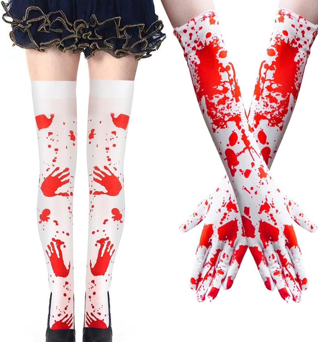 Halloween Handschoenen en Kousen Set - Lange Mouwen Handschoenen en Sokken voor Halloween Kostuum, Feest en Cosplay