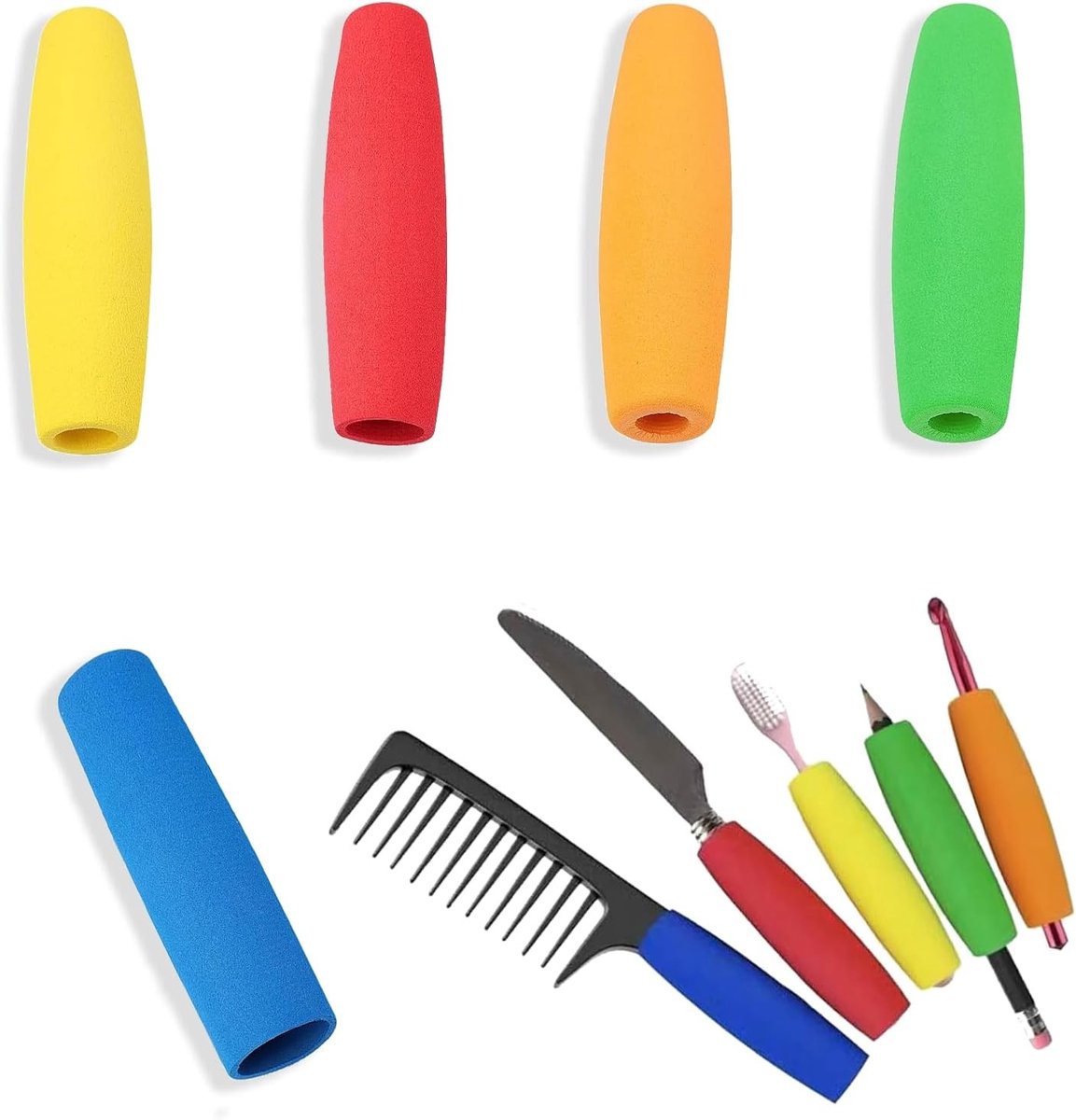 Set van 5 Antislip Schrijfhoezen voor Kinderen en Studenten - Kleurrijke Mouwen voor Schrijven en Tekenen Thuis of in de Klas, Ideaal voor Zelfhulpmiddelen en Creatieve Activiteiten
