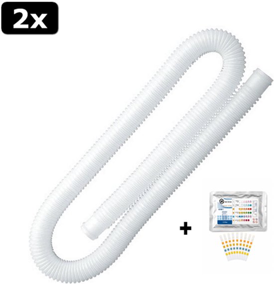 2x Intex filterpomp slang 32mm - 1,5 meter - Zwembadinstallatie - + 50 JeKa Trading Test Strips - 32mm slang - 150cm - Zwembad slang - Verlengingsslang zwembad - Koppelslang - 29059