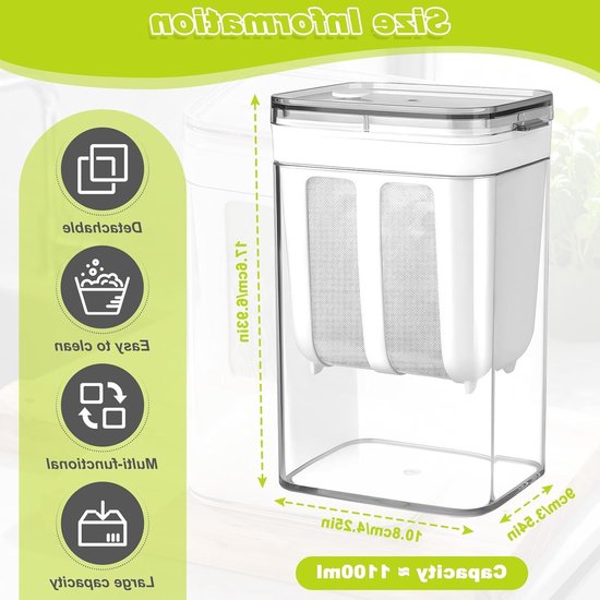 Yoghurtzeef met Deksel en Ultra Dun Net voor Yoghurtmaker, 1100 ml, Ideaal voor Het Scheiden van Wei en Melk, Perfect voor Saus en Dikke Yoghurt — afbeelding 4