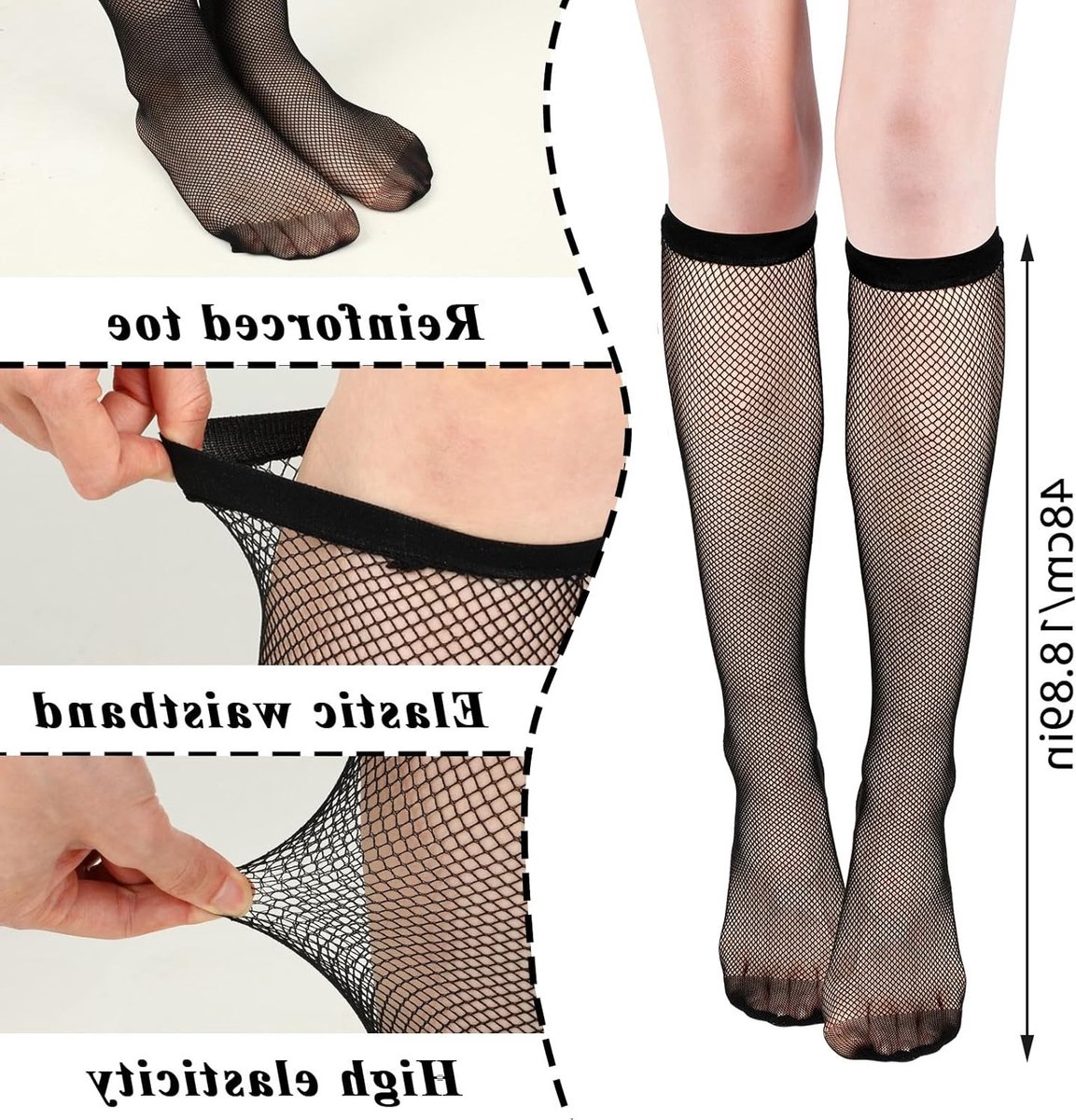 4 Paar Visnet Thigh High Kousen voor Dames - Zwarte Sheer Kousen met Holle Ontwerpen, One Size, Perfect voor Feestjes en Casual Outfits