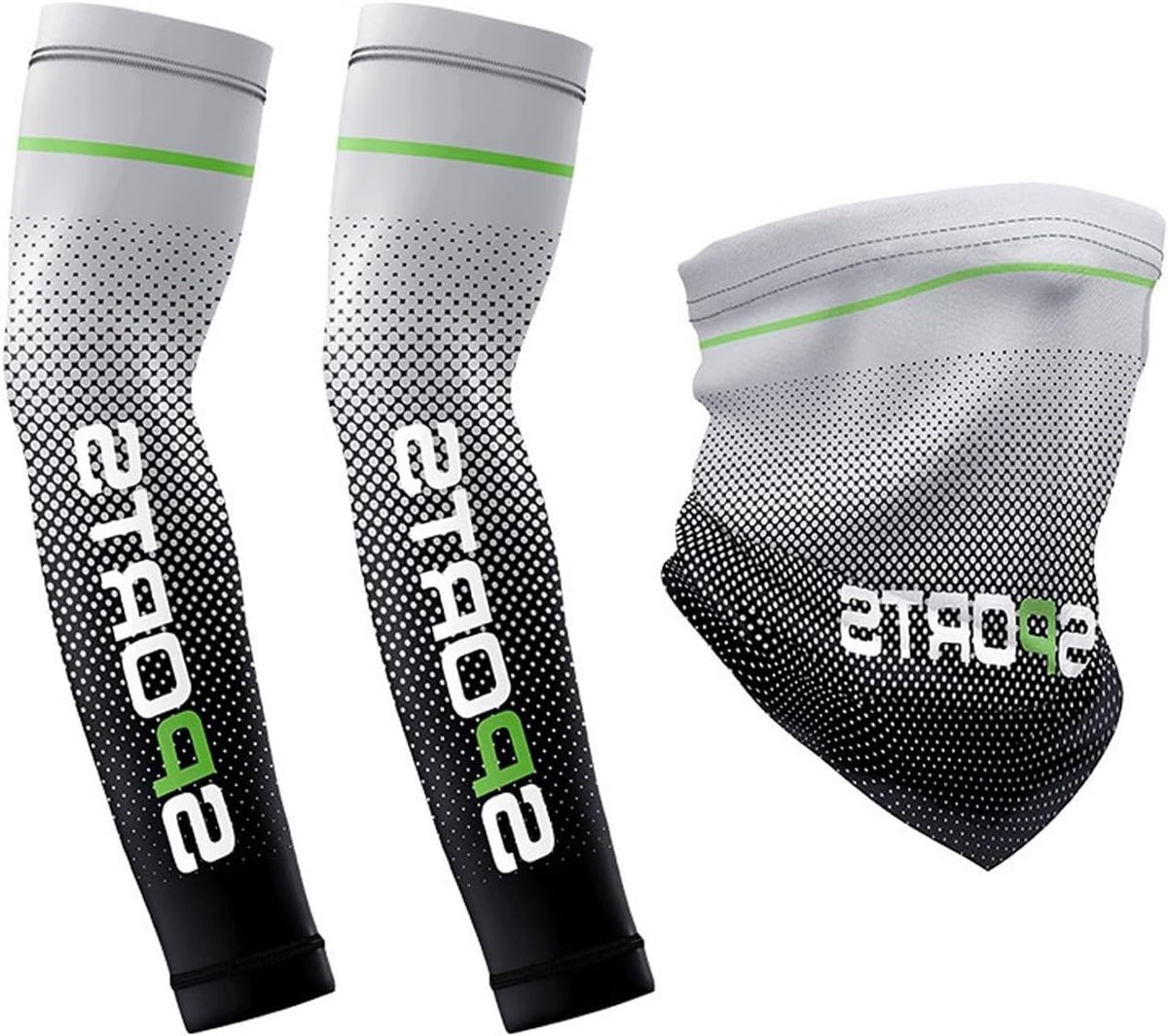 Arm Sleeves en Gezichtsdoek Set voor Zonnebescherming - UPF 50+ Grijs, Ideaal voor Fietsen, Golf en Camping