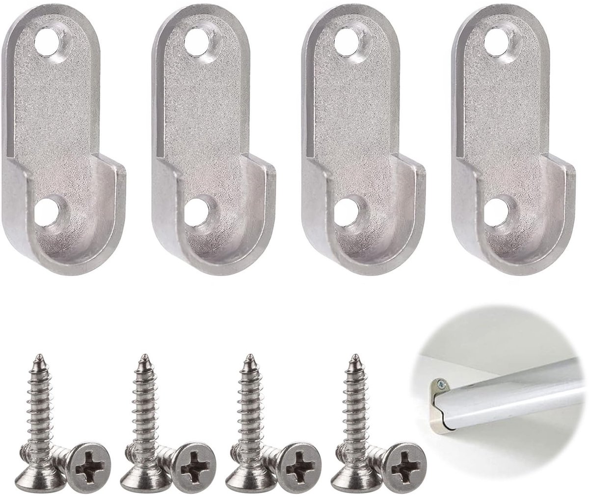 Dailygoods - Dailygoody - Set van 4 Robuuste Kastenbuisbeugels voor Geklede Rails - 16 mm, Inclusief Montagemateriaal
