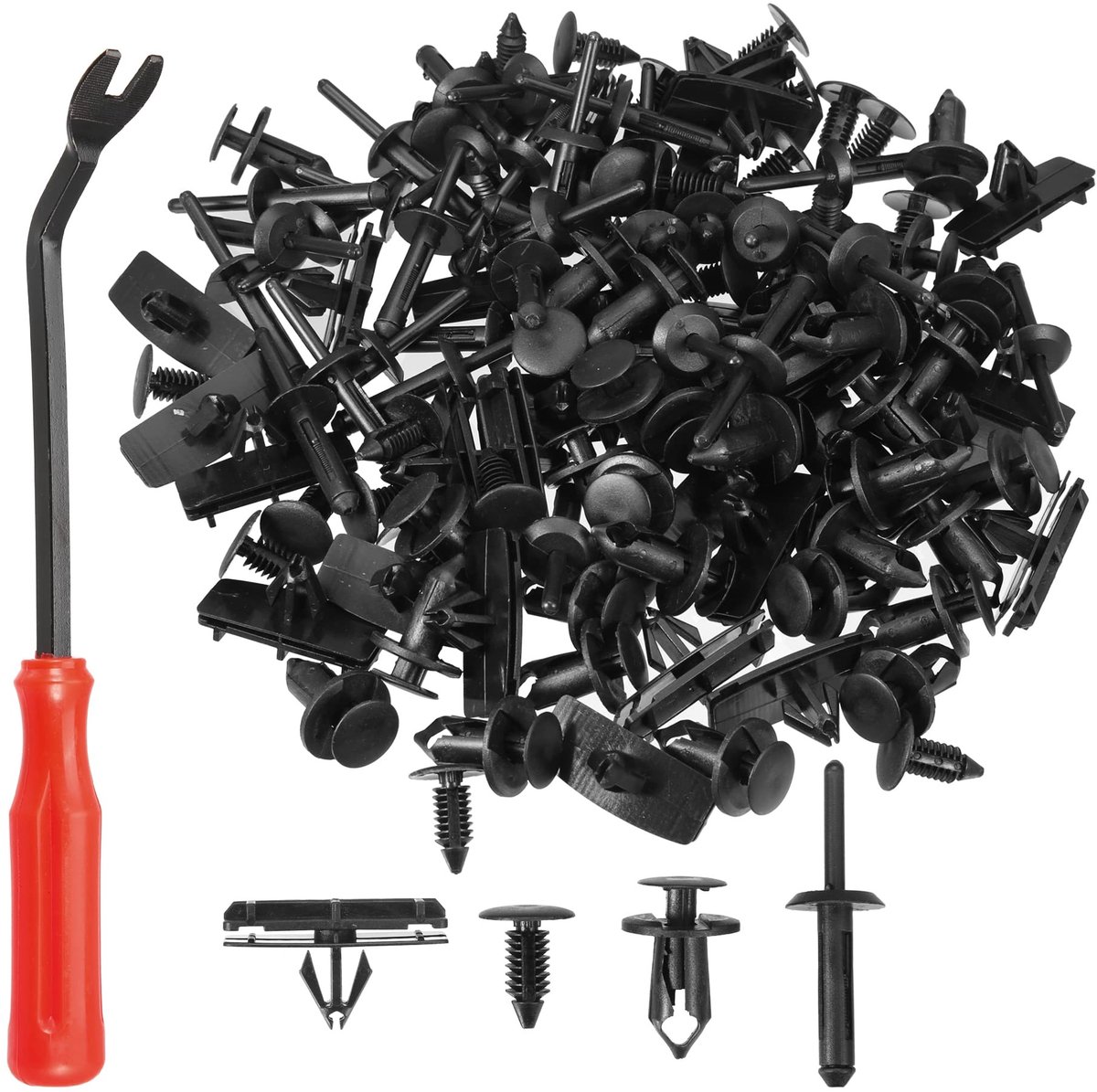 Dailygoods - Dailygoody - Fastener Clip Kit - Bumper Deurpaneel Clips - 121 Stuks - Zwart - Voor oudere auto's - Vervangingsset - Handig voor klusjes