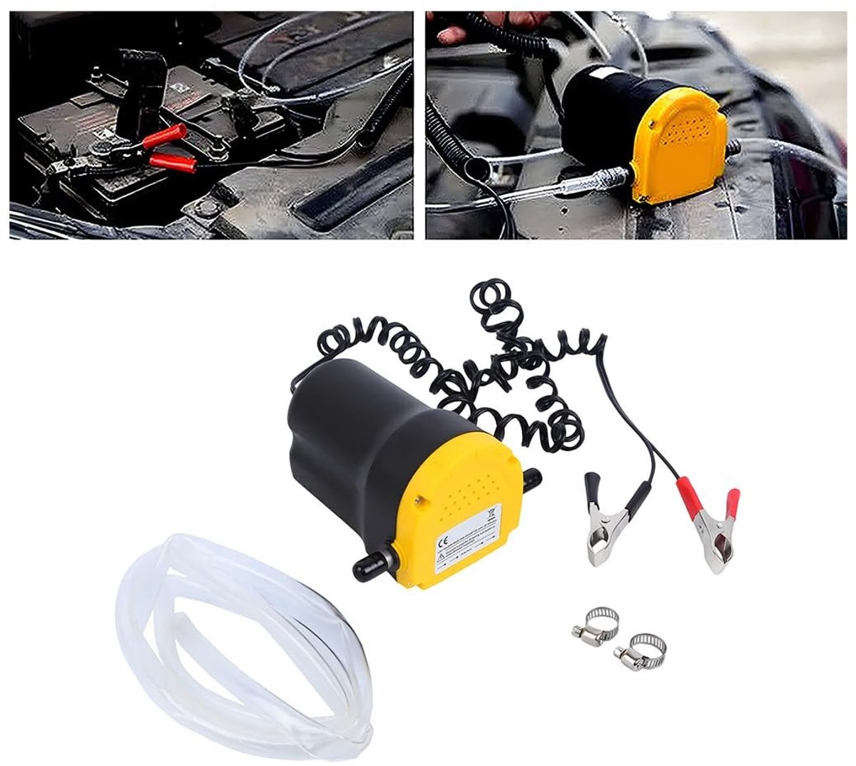 Dailygoods - Dailygoody - Olie-afzuigpomp - Elektrische oliepomp - Universeel gebruik - Geel+Zwart - Voor auto en motorfiets - Voor vrachtwagens en boten