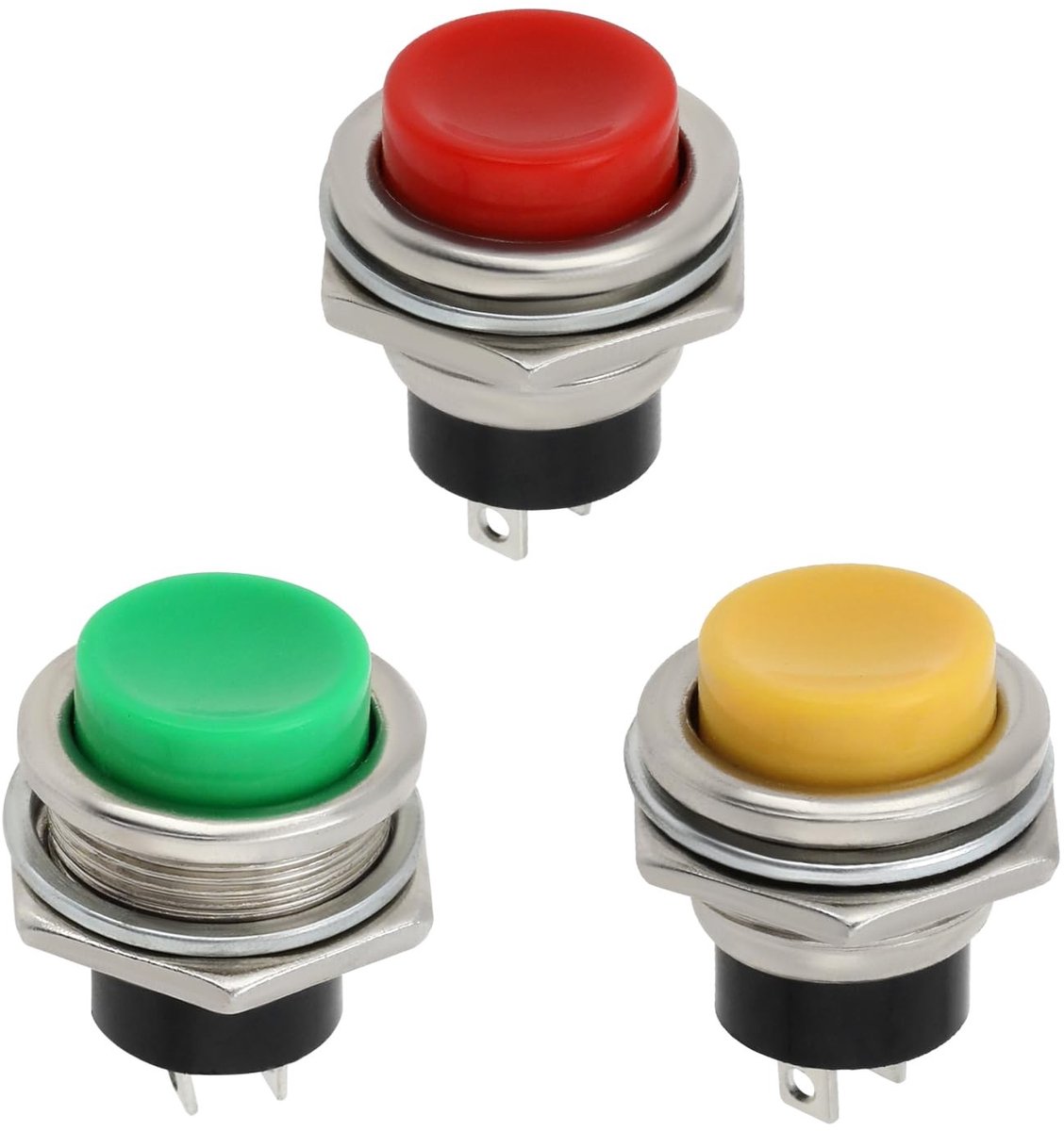 Dailygoods - Dailygoody - Elektrische Gitaar Kill Switch - Momentary Drukknop - Geel, Rood, Groen - Montagegat 16mm - Geschikt voor Gitaar - Knopdiameter ...