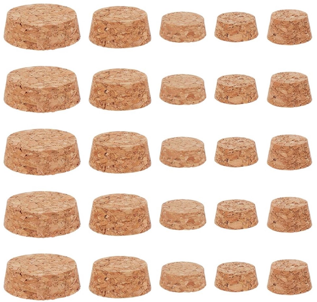 Dailygoods - Dailygoody - Kurkflesstoppen - Vervangende deksels - 25 stuks - Houten kurkpluggen - Geschikt voor wijn en bierflessen - Tarwekleur